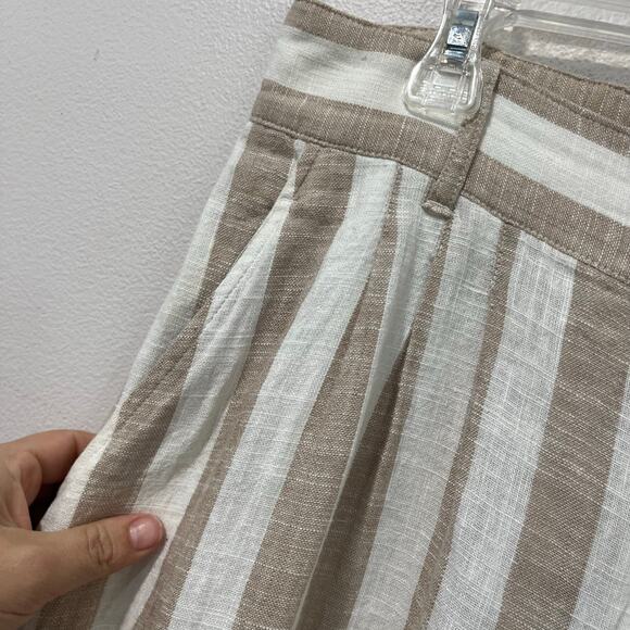 H&M Linen Blend Striped Pants Size 12 Cropped Wide Leg Coastal Grandma - Picture 5 of 9